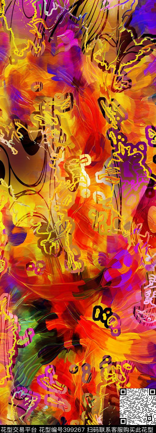 抽象几何田园数码印花华亿平台下载（图片编号: 399267） - 瓦栏（Walan）