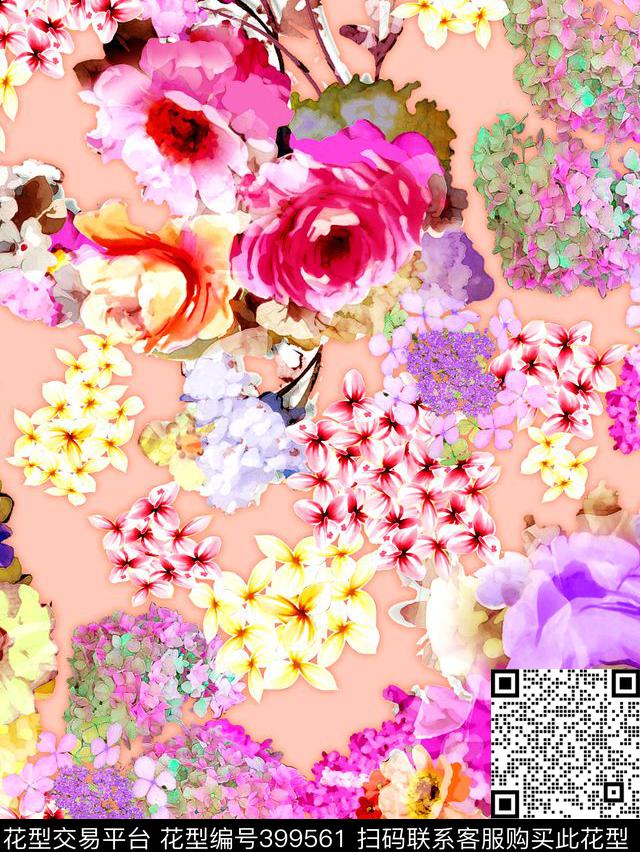 春夏花卉分色传统印花数码印花华亿平台下载（图片编号: 399561） - 瓦栏（Walan）