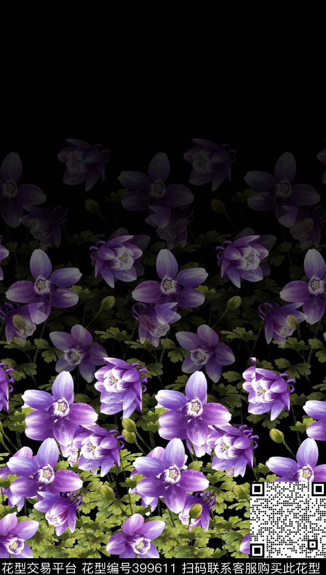 渐变花卉数码印花华亿平台下载（图片编号: 399611） - 瓦栏（Walan）
