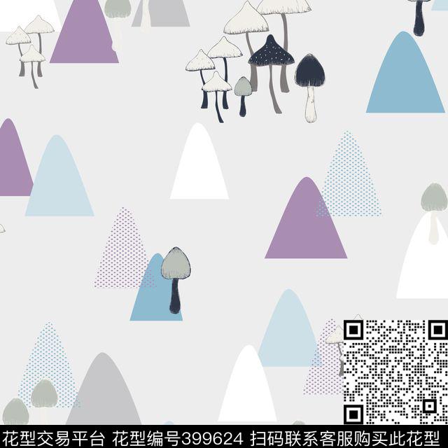 蘑菇清新小山传统印花华亿平台下载（图片编号: 399624） - 瓦栏（Walan）