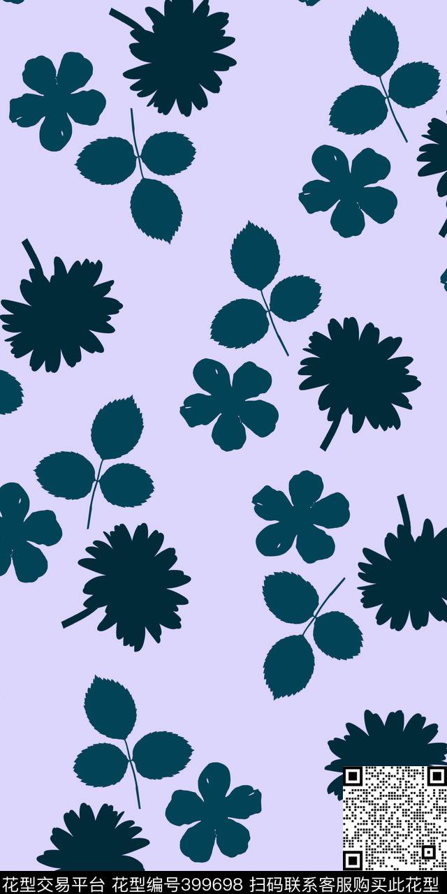 剪影花卉简约传统印花华亿平台下载（图片编号: 399698） - 瓦栏（Walan）