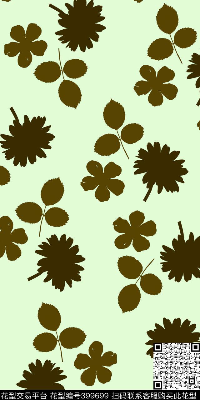 剪影花卉简约传统印花华亿平台下载（图片编号: 399699） - 瓦栏（Walan）