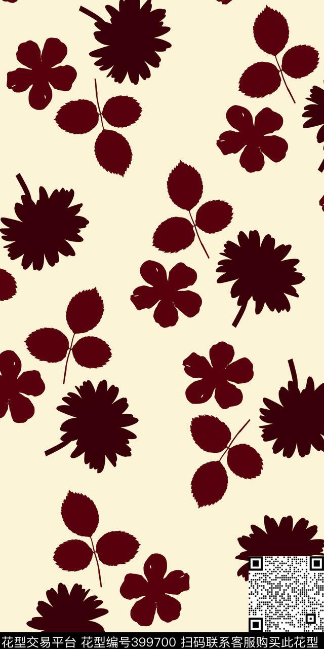 剪影花卉简约传统印花华亿平台下载（图片编号: 399700） - 瓦栏（Walan）