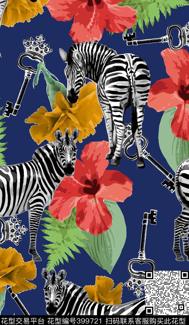 热带风情花卉斑马数码印花华亿平台下载（图片编号: 399721） - 瓦栏（Walan）