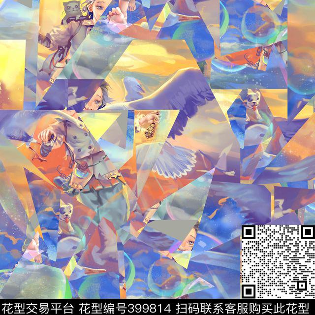 潮流抽象复古数码印花华亿平台下载（图片编号: 399814） - 瓦栏（Walan）