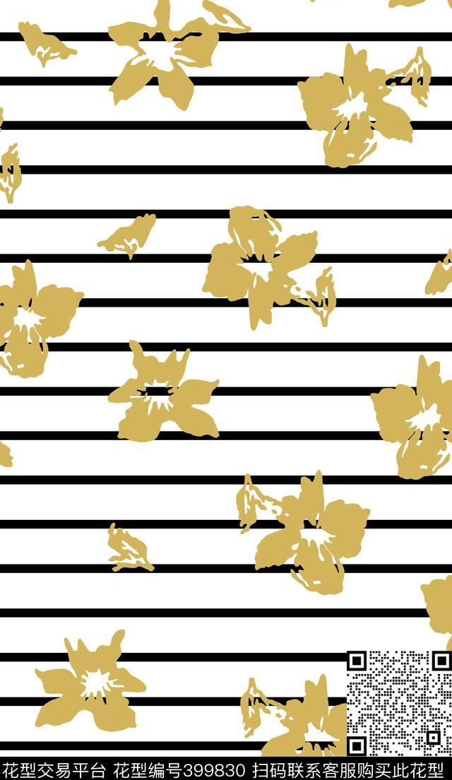花卉条纹小花休闲传统印花华亿平台下载（图片编号: 399830） - 瓦栏（Walan）