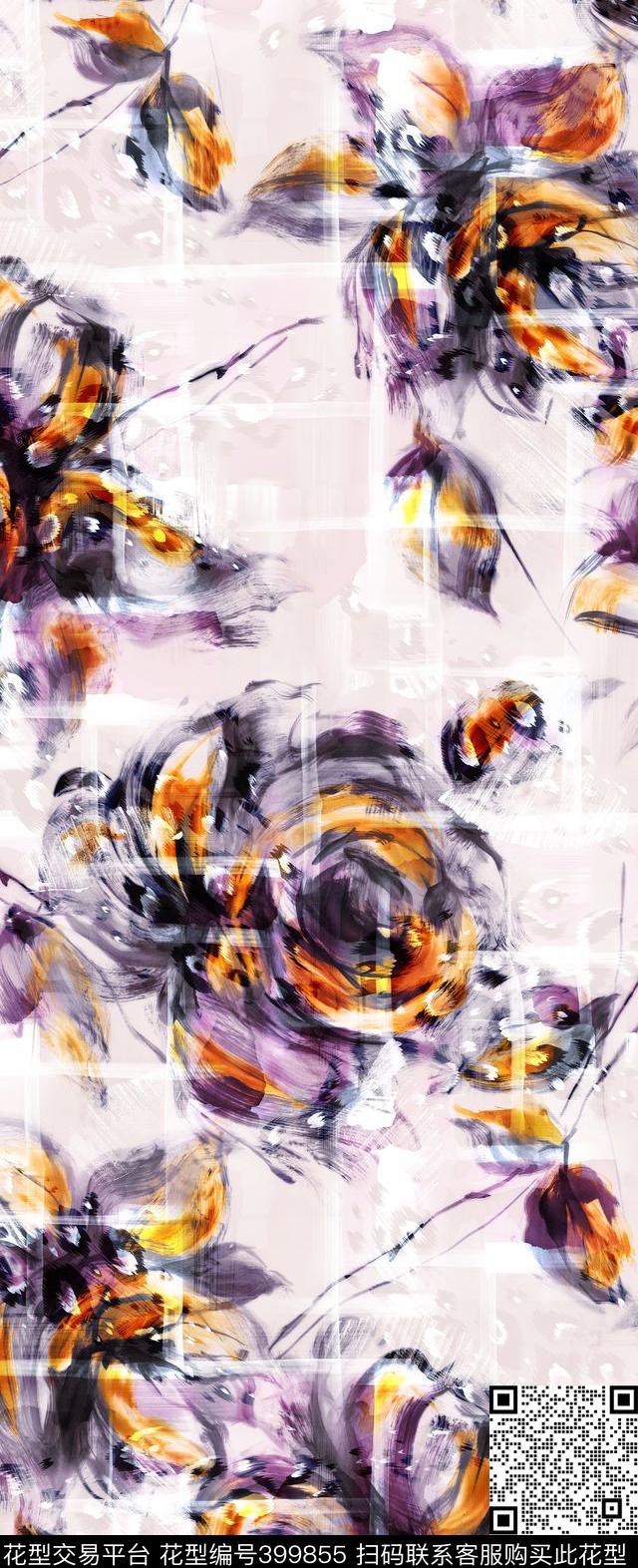 手绘虎皮纹复合欧美大气时装数码印花华亿平台下载（图片编号: 399855） - 瓦栏（Walan）