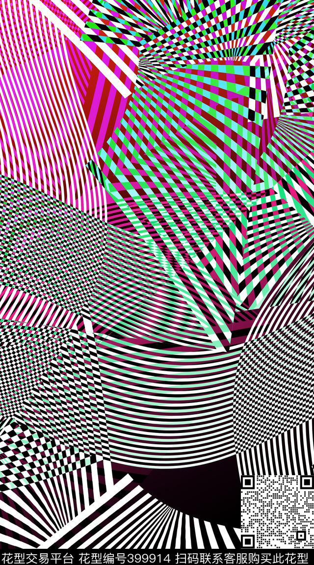 几何线条线条叠加传统印花华亿平台下载（图片编号: 399914） - 瓦栏（Walan）