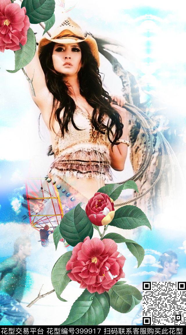 大气定位人物、花卉数码印花华亿平台下载（图片编号: 399917） - 瓦栏（Walan）
