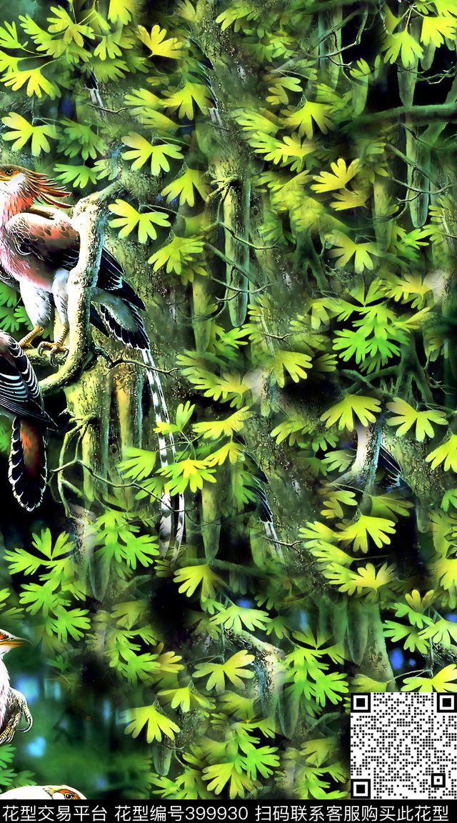 古树原始鸟数码数码印花华亿平台下载（图片编号: 399930） - 瓦栏（Walan）