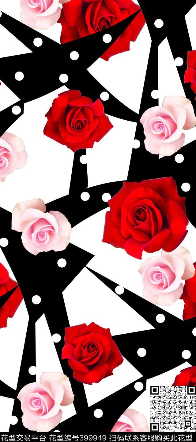 花卉几何优雅数码印花华亿平台下载（图片编号: 399949） - 瓦栏（Walan）