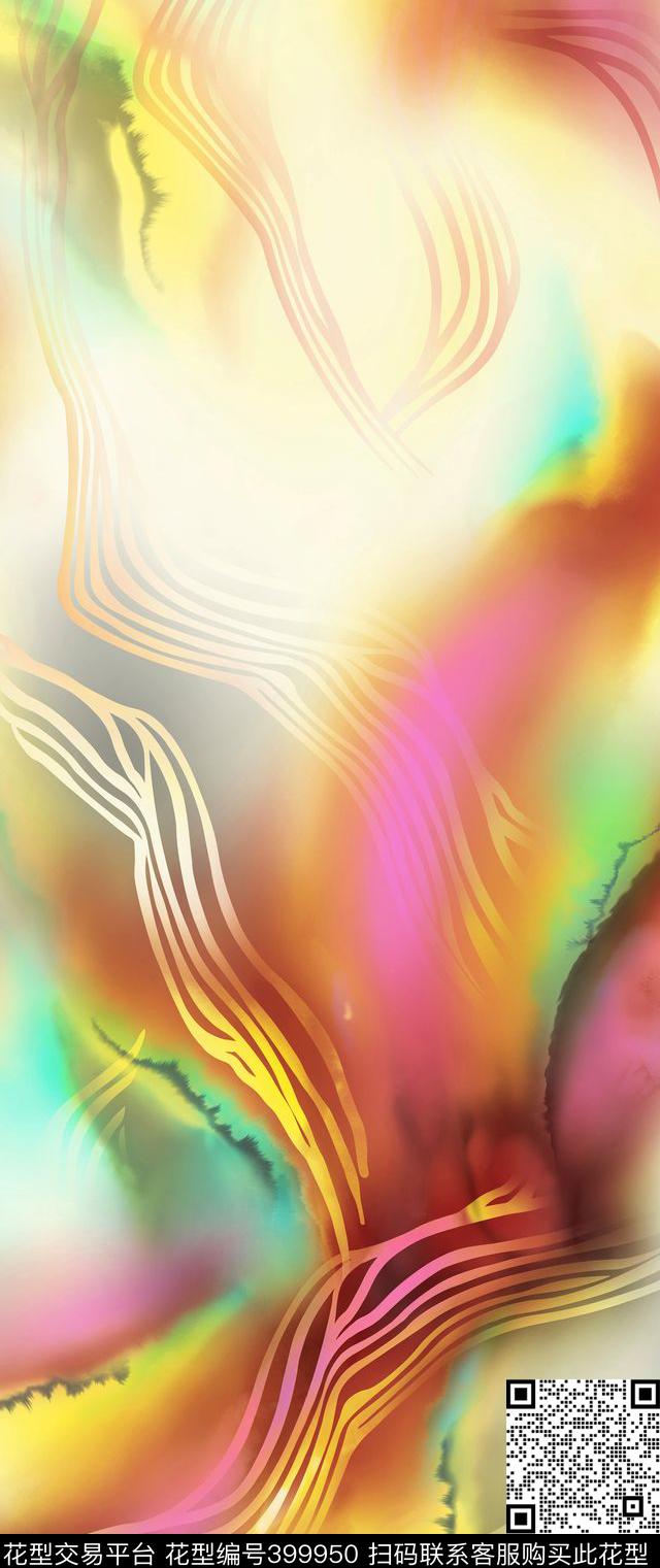 蕴染水墨欧美大气时装数码印花华亿平台下载（图片编号: 399950） - 瓦栏（Walan）