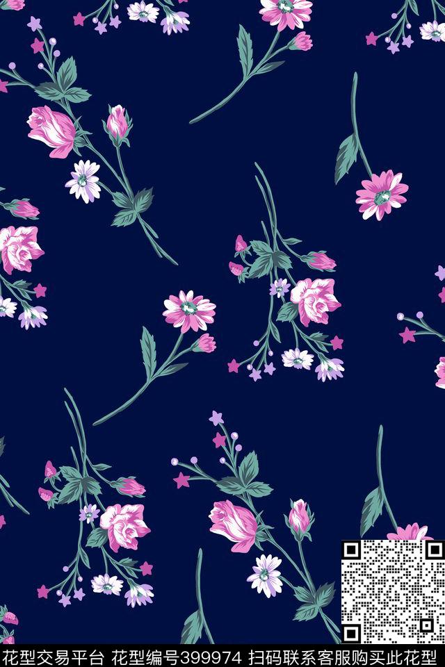 手绘花传统印花华亿平台下载（图片编号: 399974） - 瓦栏（Walan）