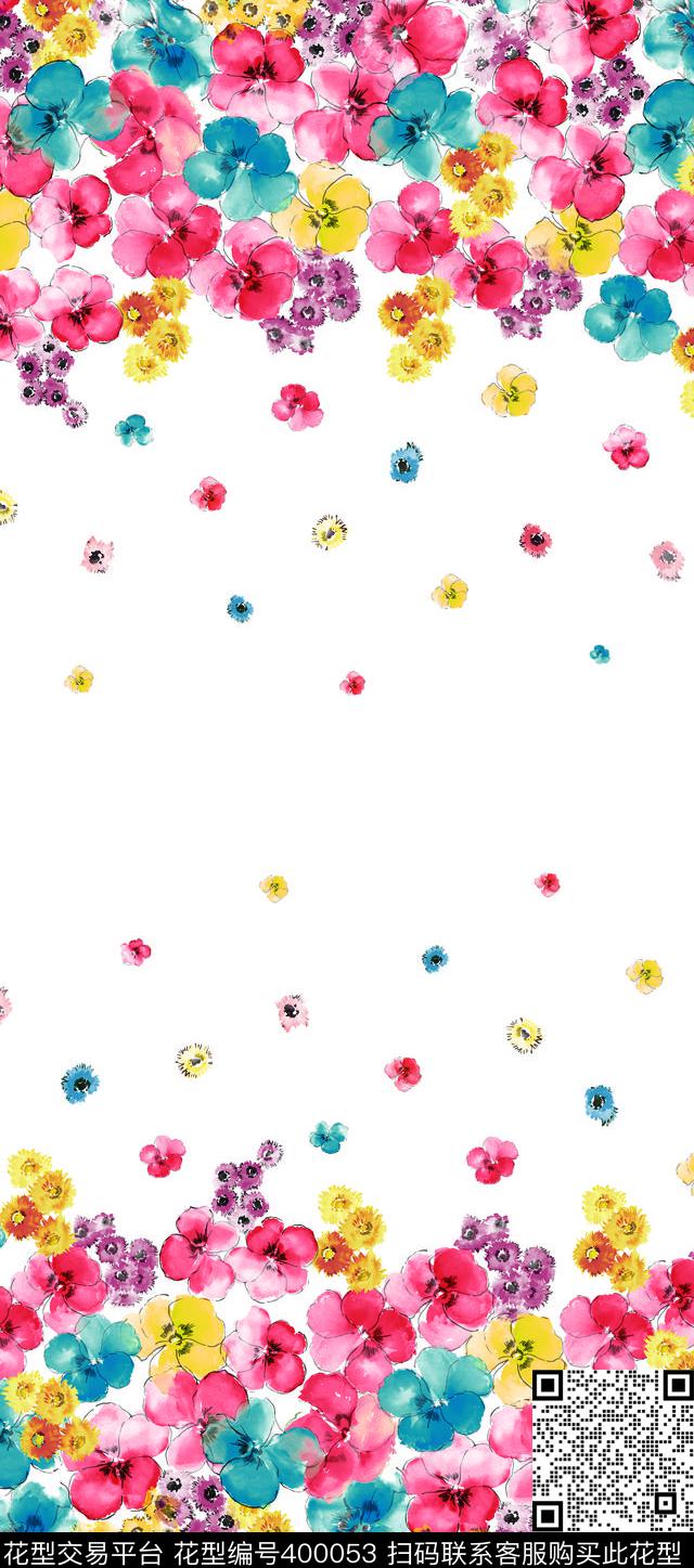 花朵清新围巾华亿平台传统印花华亿平台下载（图片编号: 400053） - 瓦栏（Walan）