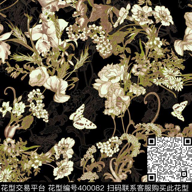 复古植物流行时尚传统印花华亿平台下载（图片编号: 400082） - 瓦栏（Walan）