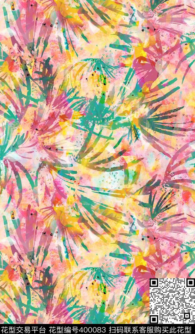 流行时尚热带风情数码印花华亿平台下载（图片编号: 400083） - 瓦栏（Walan）