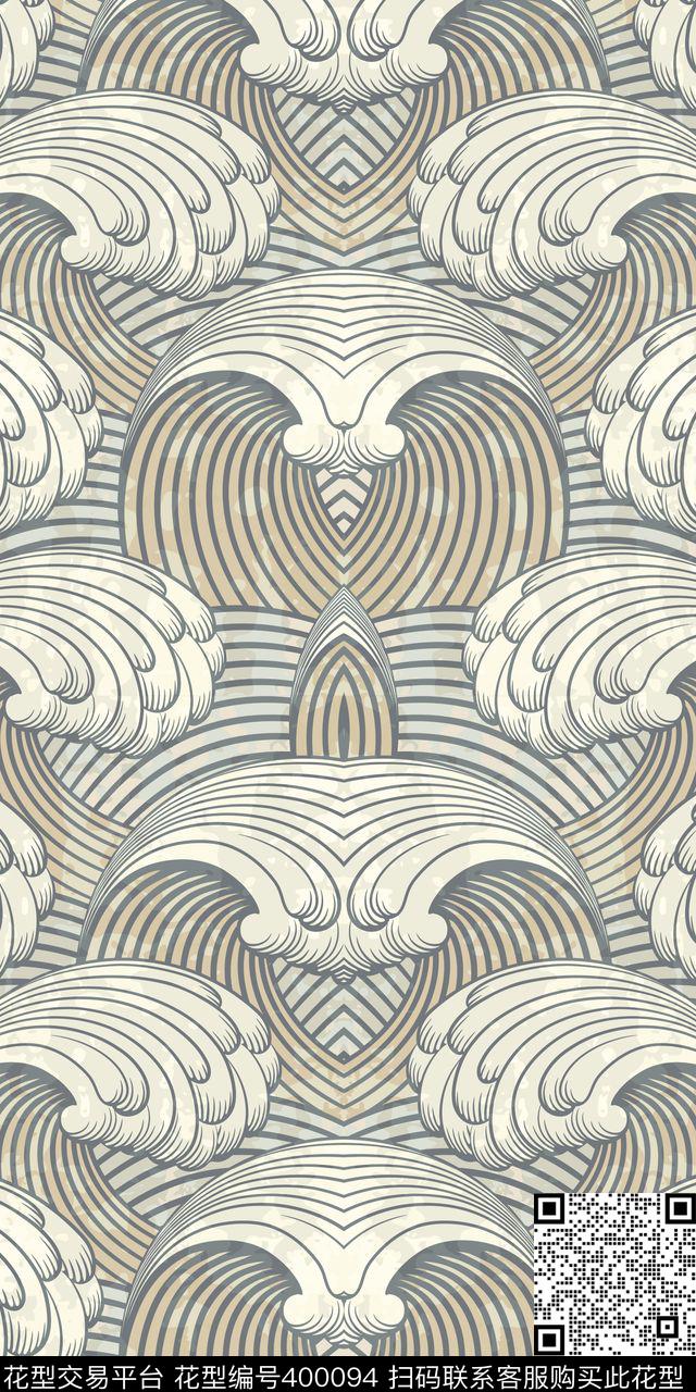 衬衫海浪面料传统印花华亿平台下载（图片编号: 400094） - 瓦栏（Walan）