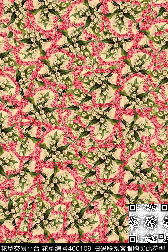 抽象花过度数码印花华亿平台下载（图片编号: 400109） - 瓦栏（Walan）
