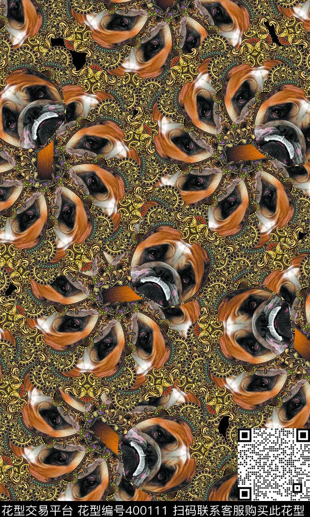 抽像动物花数码印花华亿平台下载（图片编号: 400111） - 瓦栏（Walan）