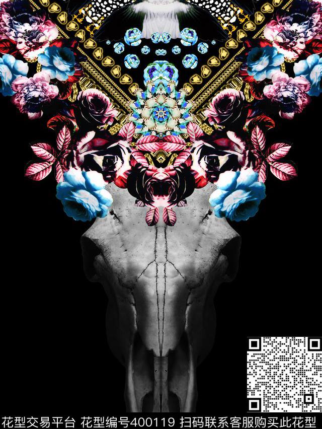 大牌复古花复古素材数码印花华亿平台下载（图片编号: 400119） - 瓦栏（Walan）