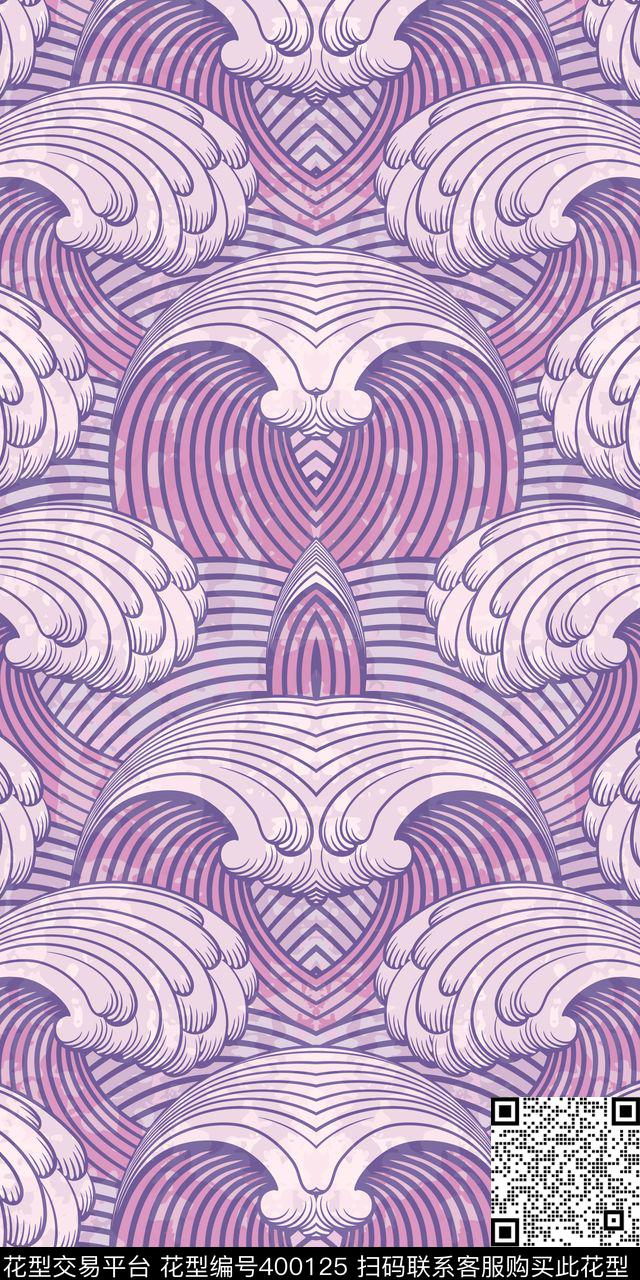 衬衫海浪面料数码印花华亿平台下载（图片编号: 400125） - 瓦栏（Walan）