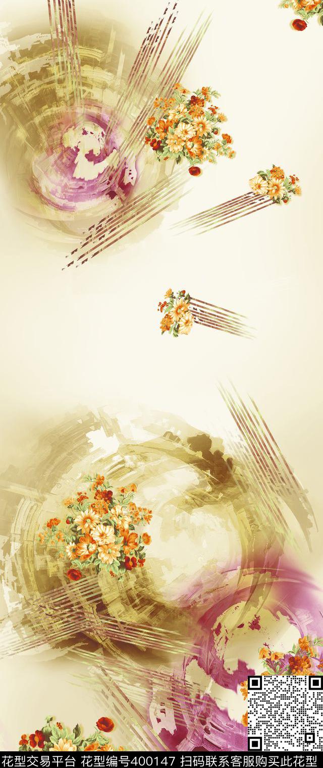 现代组合欧美大气时装数码印花华亿平台下载（图片编号: 400147） - 瓦栏（Walan）