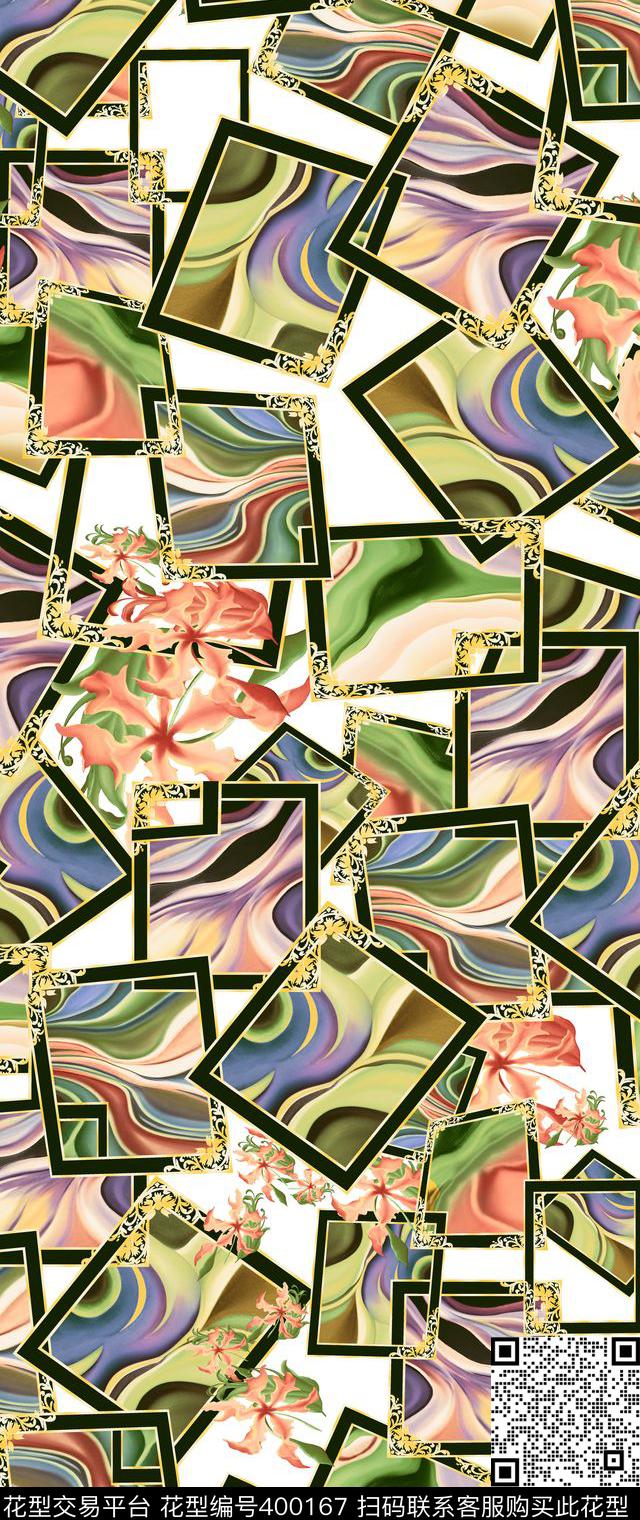 时装相框数码印花华亿平台下载（图片编号: 400167） - 瓦栏（Walan）