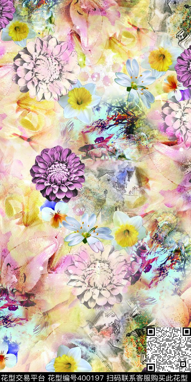 时尚花数码印花华亿平台下载（图片编号: 400197） - 瓦栏（Walan）