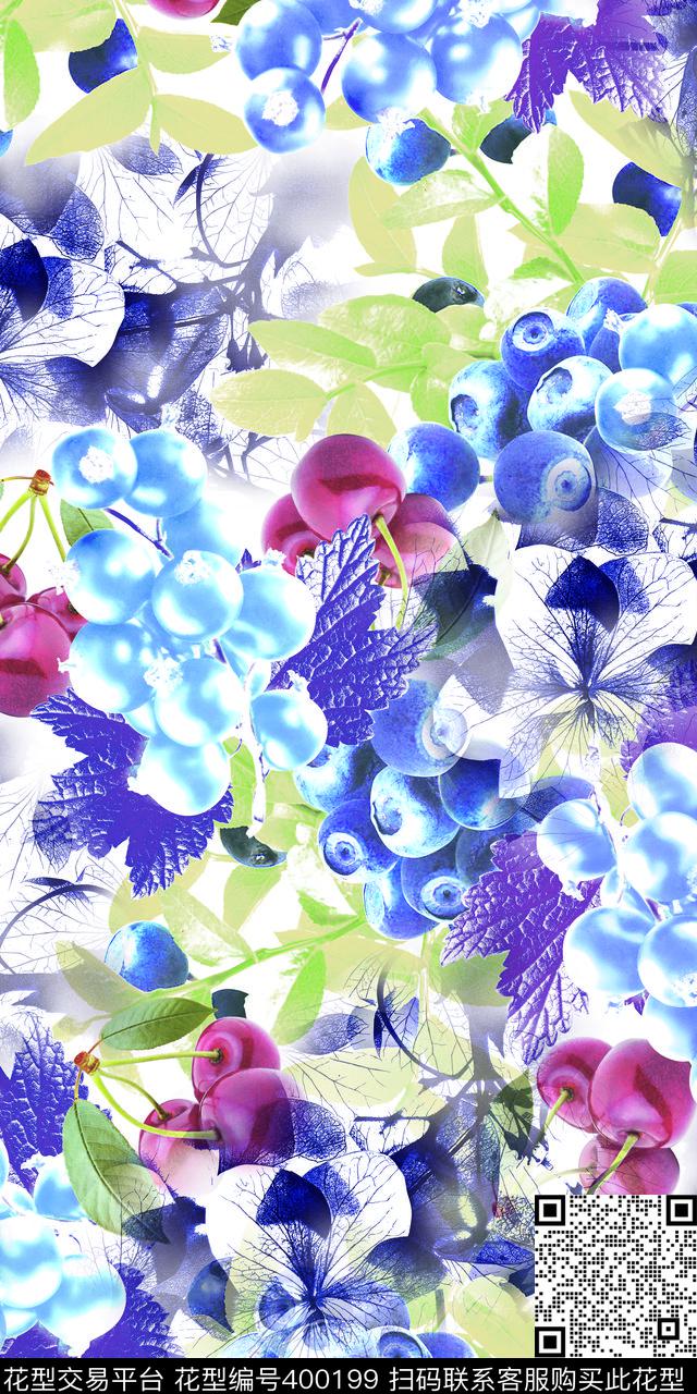 时尚花叶数码印花华亿平台下载（图片编号: 400199） - 瓦栏（Walan）