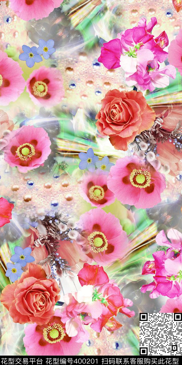 时尚花数码印花华亿平台下载（图片编号: 400201） - 瓦栏（Walan）
