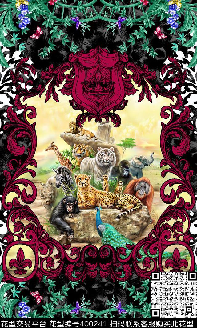 动物欧式花纹小花卉数码印花华亿平台下载（图片编号: 400241） - 瓦栏（Walan）