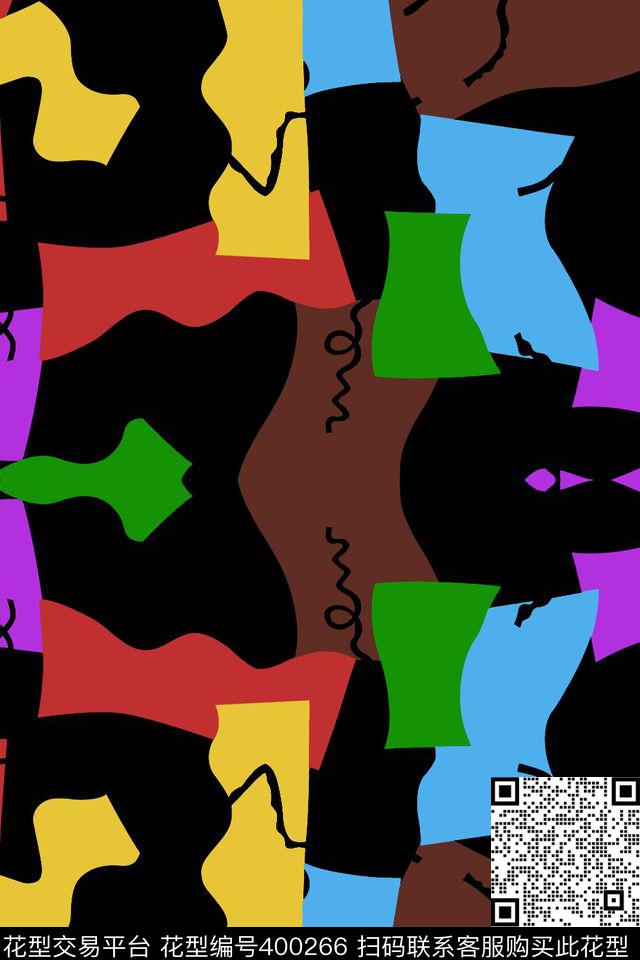 五彩几何色块传统印花华亿平台下载（图片编号: 400266） - 瓦栏（Walan）