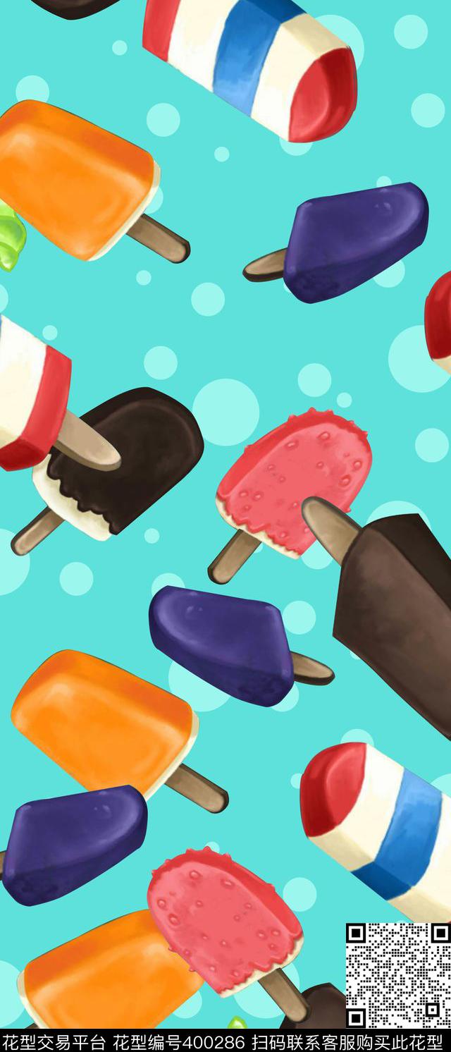 冰淇淋清爽夏天数码印花华亿平台下载（图片编号: 400286） - 瓦栏（Walan）
