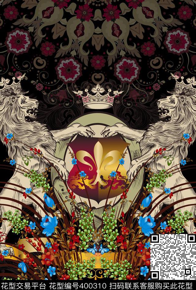 抽象花动物数码印花华亿平台下载（图片编号: 400310） - 瓦栏（Walan）
