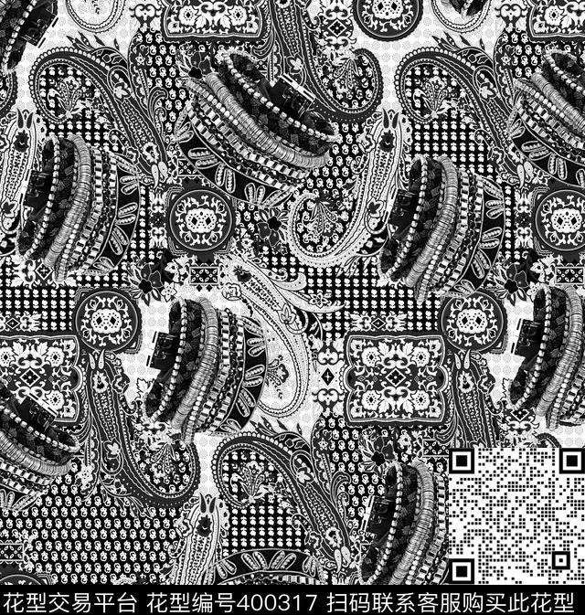 几何腰果珠宝数码印花华亿平台下载（图片编号: 400317） - 瓦栏（Walan）