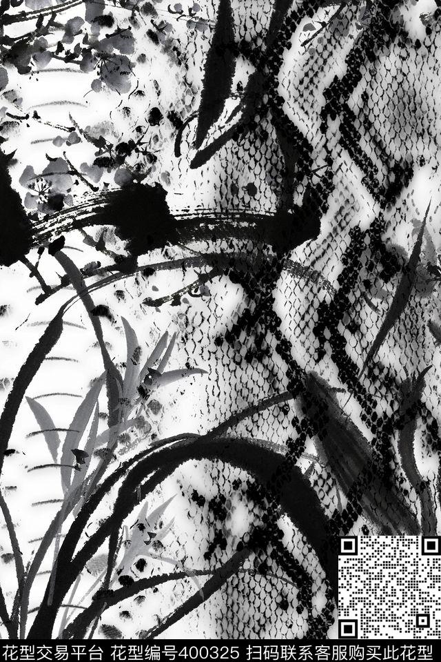 中国风水墨蛇皮传统印花华亿平台下载（图片编号: 400325） - 瓦栏（Walan）