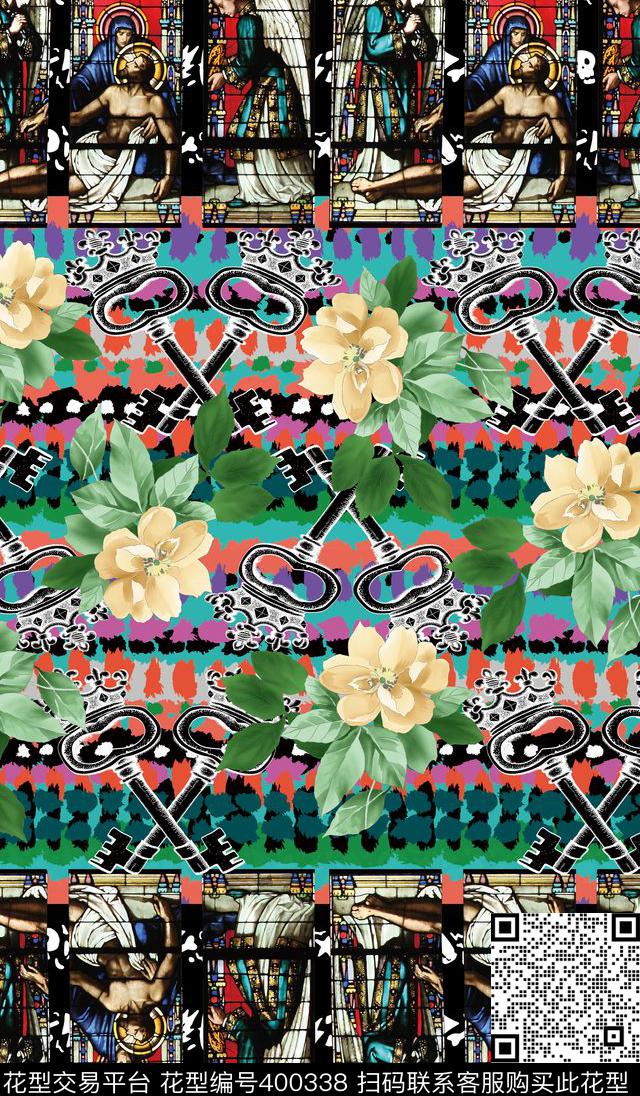 民族风教堂花卉数码印花华亿平台下载（图片编号: 400338） - 瓦栏（Walan）