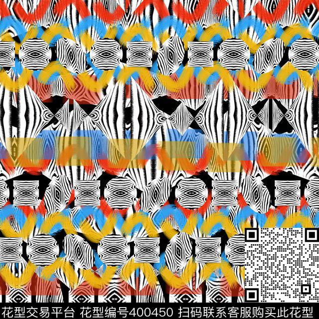 长方丝巾四方连续抽象几何数码印花华亿平台下载（图片编号: 400450） - 瓦栏（Walan）