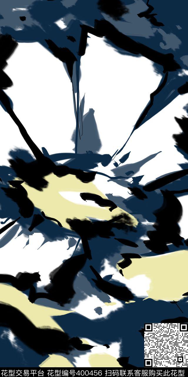 大气时尚抽象笔触传统印花华亿平台下载（图片编号: 400456） - 瓦栏（Walan）