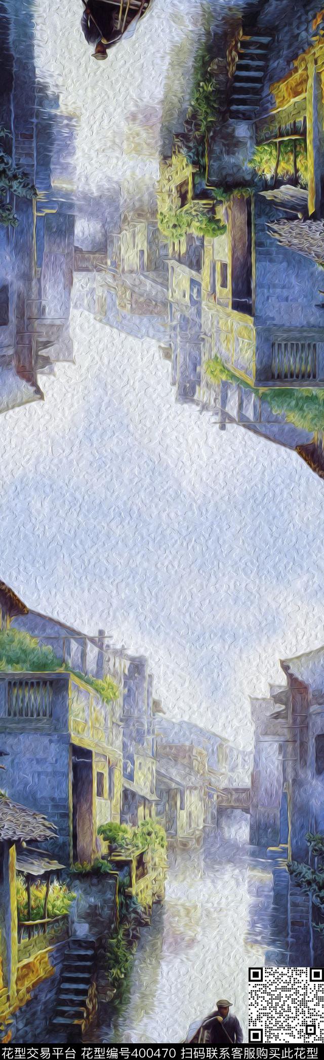 长丝巾绸缎江南风情数码印花华亿平台下载（图片编号: 400470） - 瓦栏（Walan）