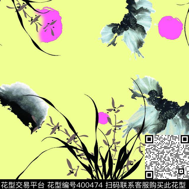 月、草中国风数码印花华亿平台下载（图片编号: 400474） - 瓦栏（Walan）