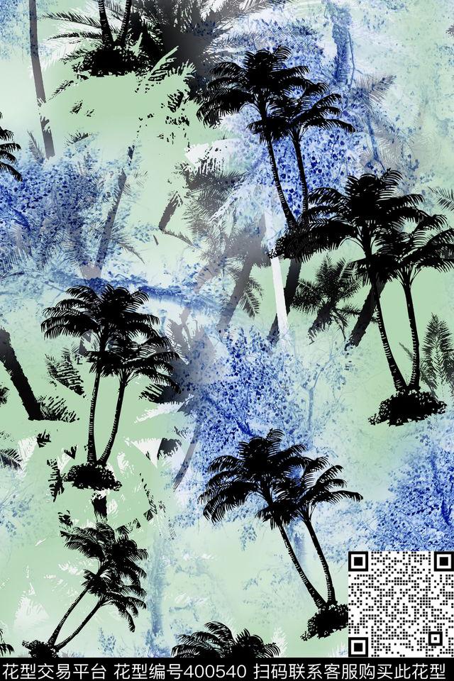 抽象植物数码印花华亿平台下载（图片编号: 400540） - 瓦栏（Walan）
