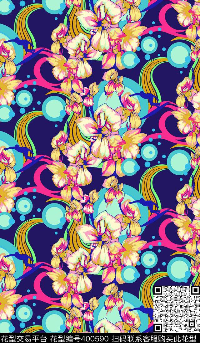 流行时尚休闲花卉传统印花华亿平台下载（图片编号: 400590） - 瓦栏（Walan）