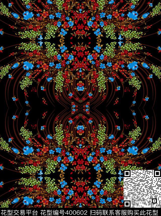 定位花抽象数码印花华亿平台下载（图片编号: 400602） - 瓦栏（Walan）
