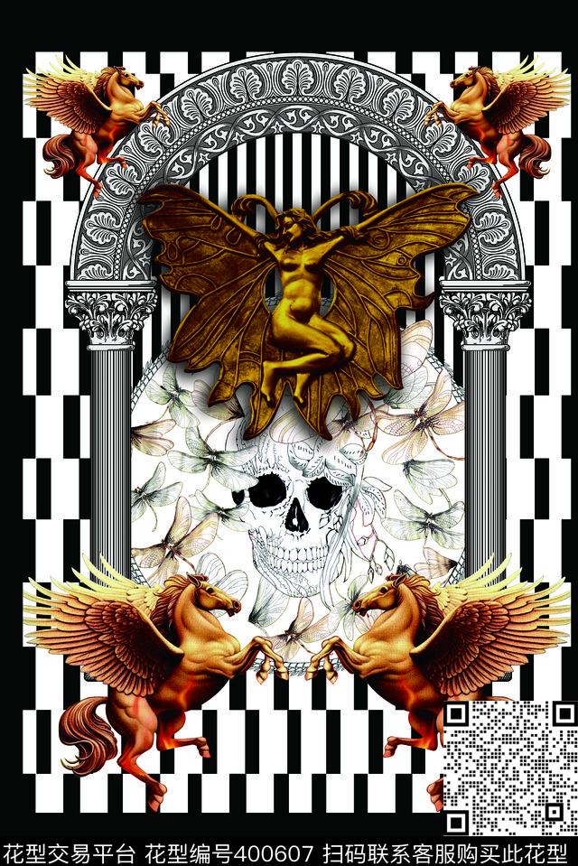 欧式罗马神话欧式复古数码印花华亿平台下载（图片编号: 400607） - 瓦栏（Walan）