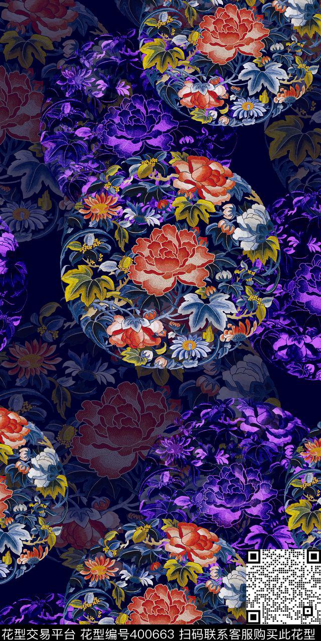 时尚休闲流行数码创新原创中国花纹数码印花华亿平台下载（图片编号: 400663） - 瓦栏（Walan）