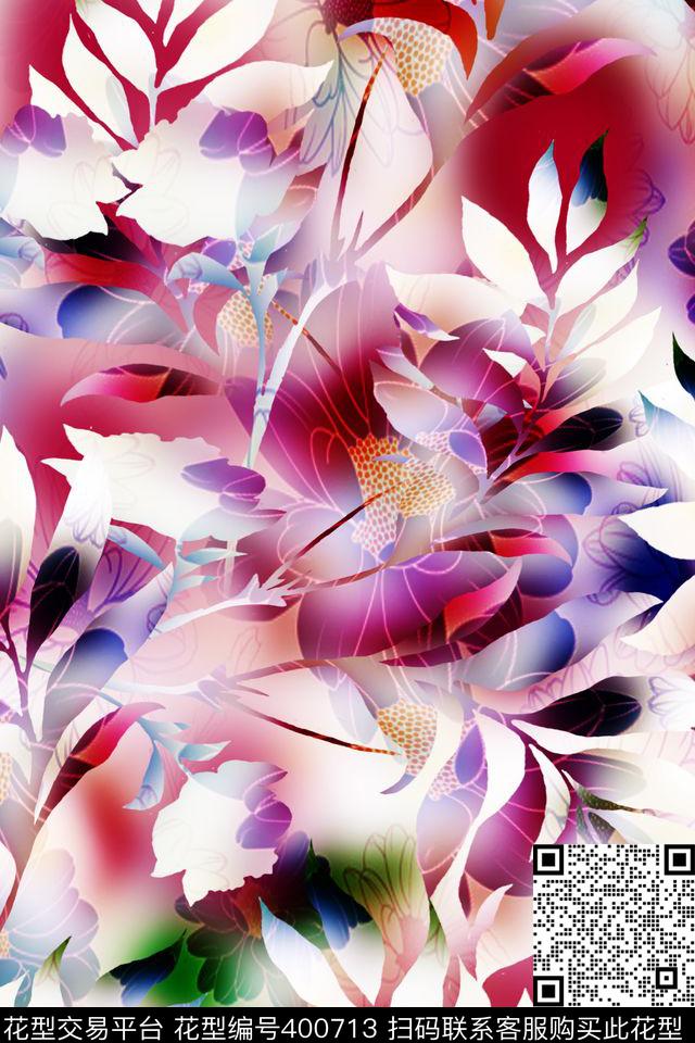 抽象田园写意数码印花华亿平台下载（图片编号: 400713） - 瓦栏（Walan）