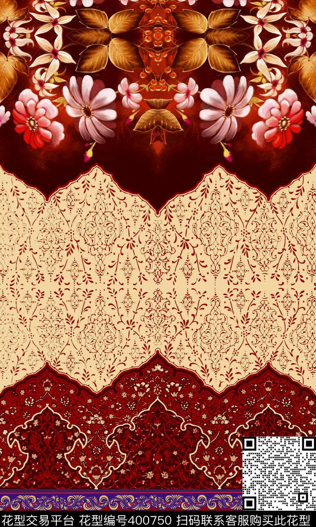 定位古典中式花纹花卉传统印花华亿平台下载（图片编号: 400750） - 瓦栏（Walan）