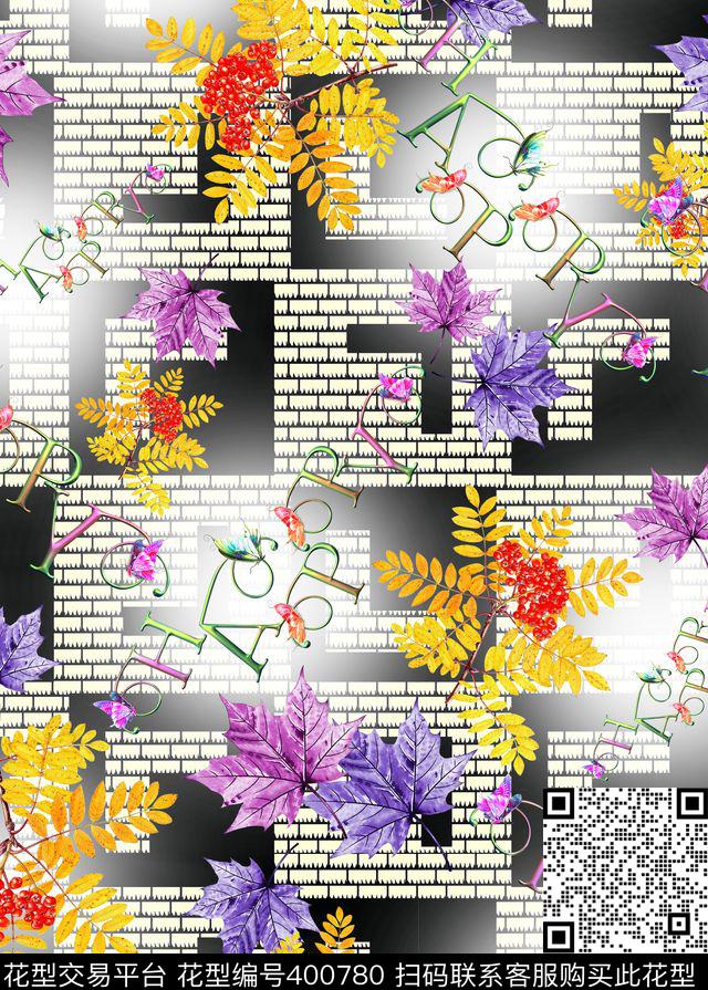 抽象植物数码印花华亿平台下载（图片编号: 400780） - 瓦栏（Walan）