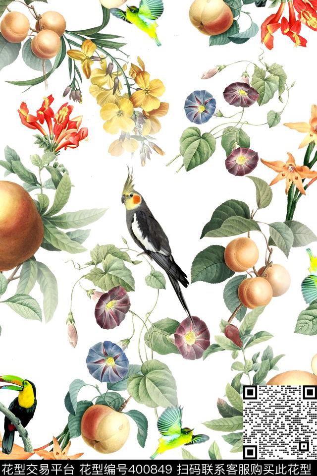 热带风水果花卉数码印花华亿平台下载（图片编号: 400849） - 瓦栏（Walan）